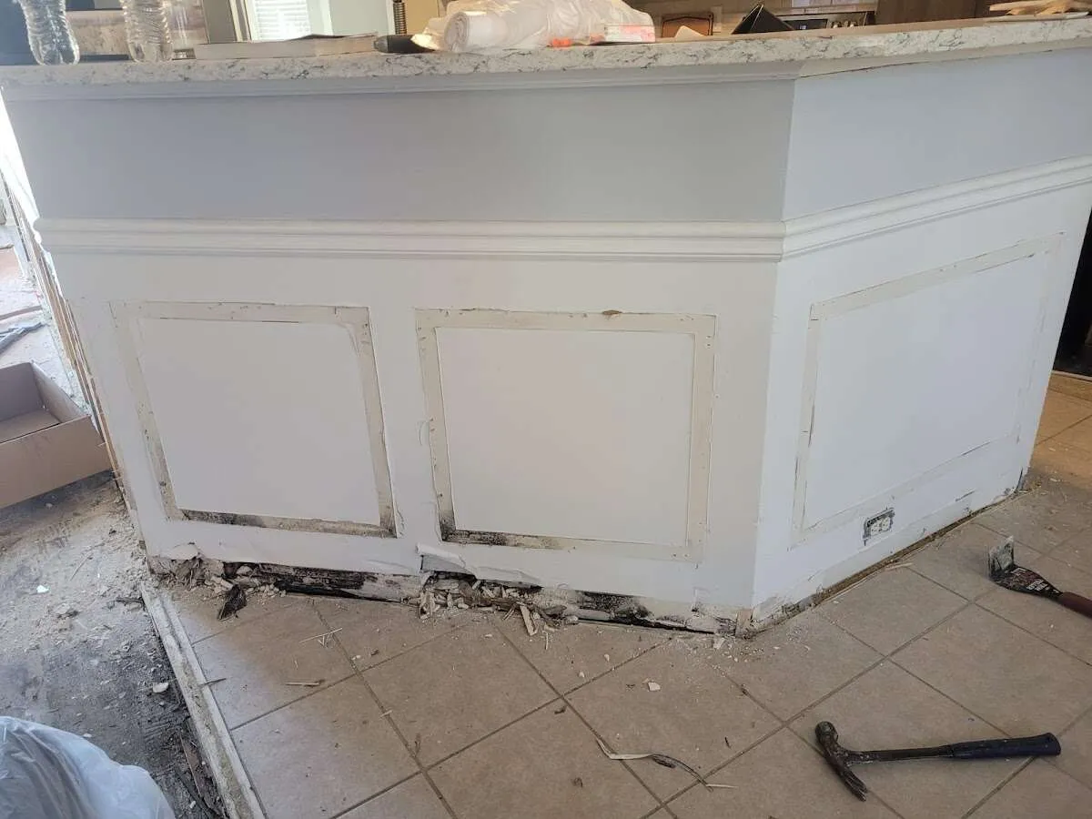 Water damage and mold on kitchen during Storm Damage Restoration in Springfield